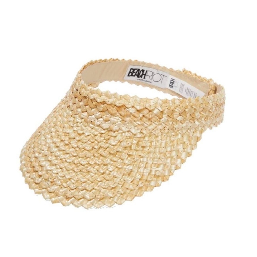 Beach Riot Tan Woven Straw Visor Hat NEW